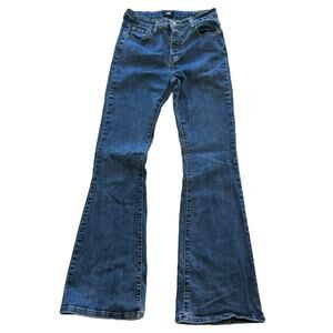 Womens Jeans Size 7 Flare Denim Button Fly 70s Retro Hippie Wide Leg Indie